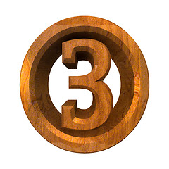 Image showing 3d number 3 in wood 