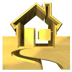 Image showing House Icon in gold - 3d