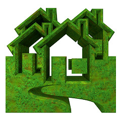 Image showing House Icon in grass - 3d 