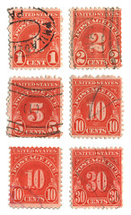 Image showing old postage stamps from USA