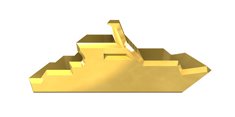 Image showing yacht Icon on a White Background - 3d gold 