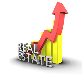 Image showing Statistics graphic with real estate word - 3d