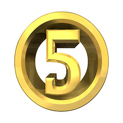 Image showing 3d number 5 in gold 