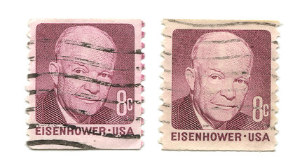 Image showing old postage stamps from USA Eisenhower 