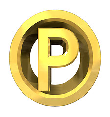 Image showing parking symbol in gold (3d) 