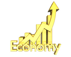 Image showing 3d Economy - Statistics graphic in gold 