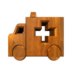 Image showing ambulance symbol in wood - 3d