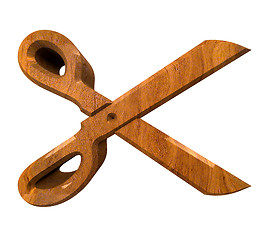 Image showing Scissor in wood - 3d 