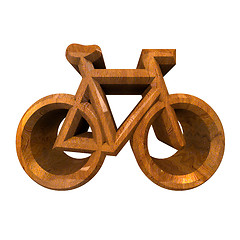 Image showing bike symbol in wood (3d)