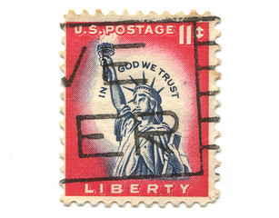 Image showing old postage stamp from USA Liberty 