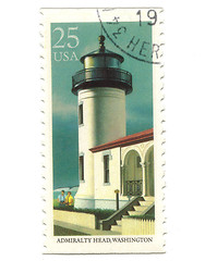 Image showing Old postage stamp from USA with Lighthouse 