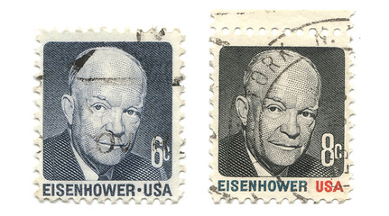 Image showing old postage stamps from USA Eisenhower 