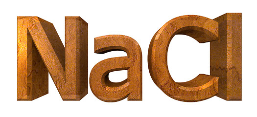 Image showing NACL solt - 3d chemistry formulas in wood