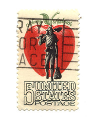 Image showing Old postage stamp from USA five cents 