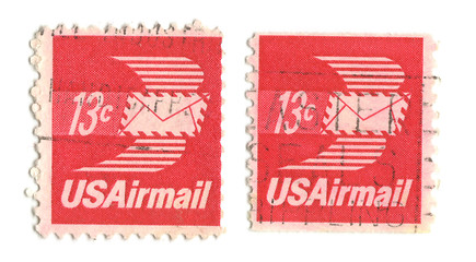 Image showing old postage stamps from USA 13 cent 