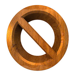 Image showing forbidden symbol in wood (3d) 
