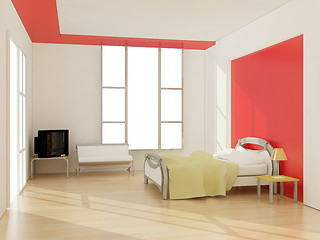 Image showing interior of modern bedroom. 3D illustration