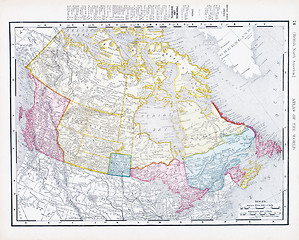 Image showing Antique Vintage Color Map of Canada