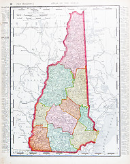 Image showing Antique Vintage Color Map of New Hampshire, USA