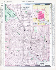 Image showing Antique Color Street Map Baltimore, Maryland, USA