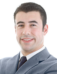 Image showing Head Shot of Caucasian Hispanic Man Smiling at Camera