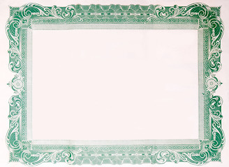 Image showing Old Vintage Stock Certificate Empty Border Frame