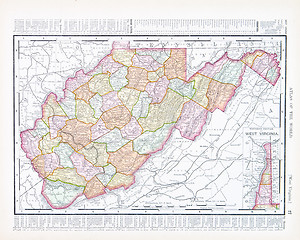 Image showing Antique Map of West Virginia, WV United Sates, USA
