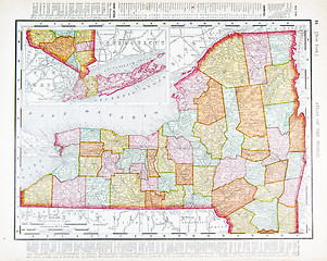 Image showing Antique Vintage Color Map of New York State, USA