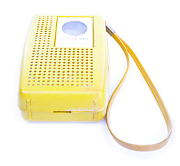 Image showing XXXL 1960's Yellow Plastic Transistor Radio Isolated White Backg