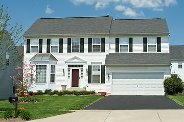 Image showing Front View Vinyl Siding Single Family House Home, Suburban Maryl
