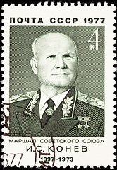 Image showing Soviet Russia Postage Stamp Ivan Konev Military Leader Uniform
