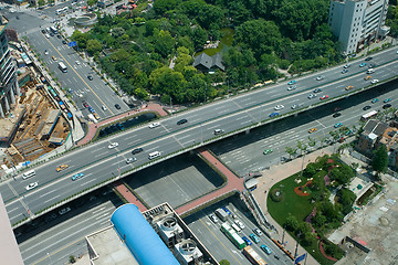 Image showing Major Modern Intersection Downtown Shanghai, China