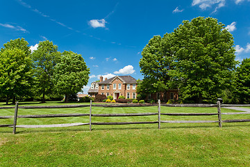 Image showing Single Family Georgian House Home Lawn Fence USA