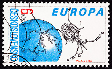 Image showing Postage Stamp Czechoslovakian Built Magion 2 Earth Magnetosphere