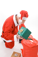 Image showing Santa Looking Sack Holding Present Gift Isolated