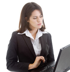 Image showing Woman Working on Laptop Isolated White Background