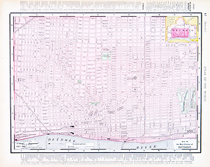 Image showing Color Street City Map of Detroit, Michigan, MI USA