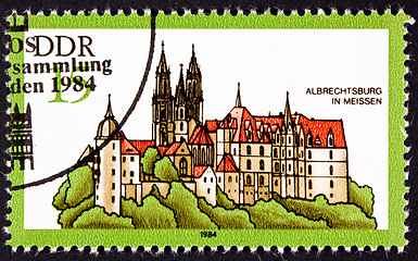 Image showing Canceled East German Postage Stamp Historic Gothic Albrechtsburg