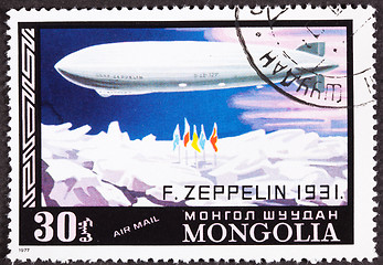 Image showing Graf Zeppelin Flight North Pole, Mongolian Air Mail Postage Stam