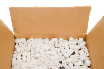 Image showing Box Styrofoam Packing Peanuts Isolated Background 