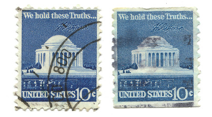 Image showing old postage stamps from USA Temple 