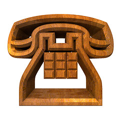 Image showing phone symbol in wood - 3D 