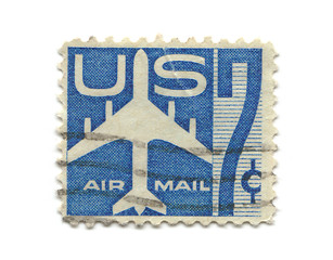 Image showing Old postage stamps from USA seven cent 