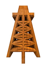 Image showing Oil Drill Icon in wood 