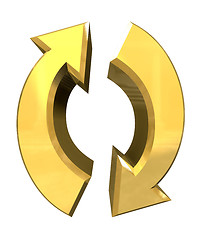 Image showing arrows symbol in wood - 3D in gold 