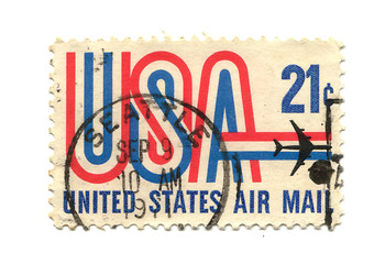 Image showing old postage stamp from USA 21 cent 