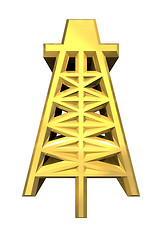 Image showing 3d made Oil Drill Icon in gold