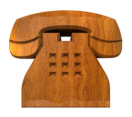 Image showing phone symbol in wood - 3D