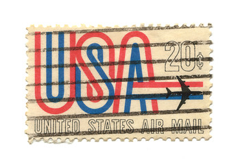 Image showing old postage stamp from USA 20 cent 