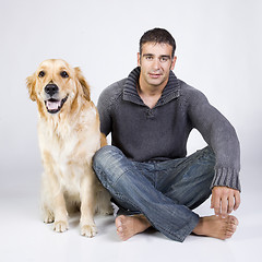 Image showing attractive man and his pet